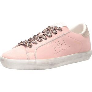 Sam Edelman Mini Sneaker Girls Big Kid 4 Lace up Leopard Pink Glitter Aubrie